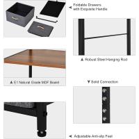 Cómoda con perchero, estructura de acero, 5 cajones, dormitorio, pasillo, muebles para el hogar, negro y marrón - details 5