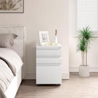 Archivador Móvil con 3 Cajones con Cerradura, Cajonera de Oficina con Ruedas Universales, Mueble Archivador para Archivos y Carpetas Colgantes, Blanco, 39x46x62 cm, ASK03ws - details 3