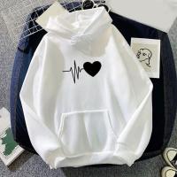 Sudadera con capucha para mujer, suéter cálido con cordón, estampado de corazón, Primavera, novedad - details 4