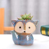 Fox cerámica jugosa mini hermosa flor en forma de pequeña ETA, bonsái, dibujos animados TER, decoración del hogar ETA - details 4