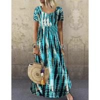 Vestido largo con estampado para mujer, prenda informal con cuello redondo, moda de verano - details 5