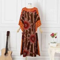 Vestido largo bohemio de talla grande 5XL VONDA para mujer, vestido veraniego largo estampado con mangas acampanadas y volantes, Vestidos de fiesta informales sueltos 2024 - details 4