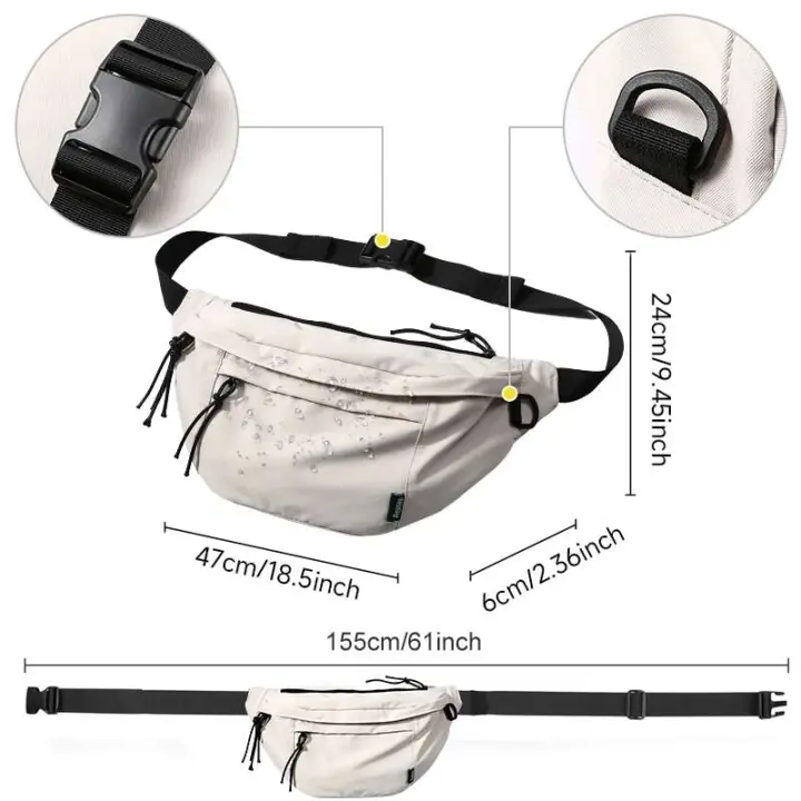Riñonera cruzada de gran tamaño impermeable Oxford pecho Cycg gran gimnasio cintura cinturón bolsa para hombres mujeres - 1