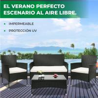 Conjunto de jardín exterior/muebles de jardín exterior con 2 sillones, 1 sofá y 1 mesa baja de plástico - details 3
