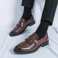 Zapatos formales de negocios para hombres, borla de empalme de un solo botón, Retro, moda juvenil, diario, oficina, banquete, novio, boda - details 13