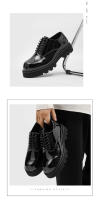 Zapatos derby de suela gruesa con punta cuadrada, zapatos negros de traje casual para jóvenes. - details 2