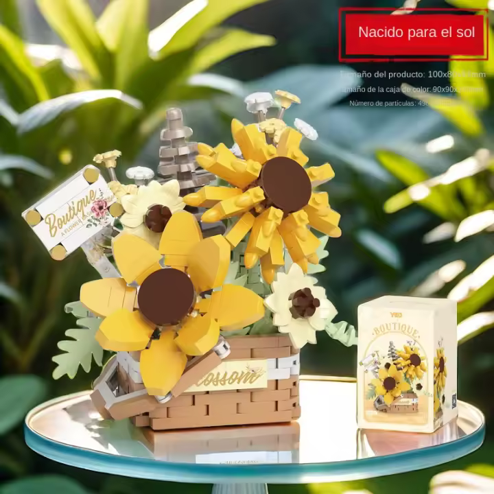 Bloques de construcción ensamblados, caja de regalo de flores eternas, día de San Valentín, Navidad, día de la madre, regalos de - 1