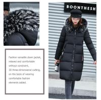 Abrigo de plumón para mujer, chaqueta de invierno con cuello de piel grande, chaqueta gruesa ajustada, Chaqueta de algodón con capucha a la moda, chaqueta larga de invierno para mujer - details 22
