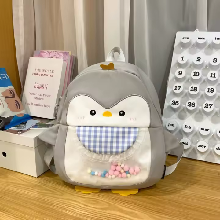 salir, mochila, pingüino, mochila, dibujo animado, gracioso, bolso, lindo, estudiante de secundaria, estudiante - 1