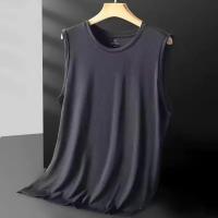 Chaleco de seda de hielo para hombre, camiseta sin mangas de verano de secado rápido de malla con hombros anchos, chaleco deportivo de talla grande con hombros huecos para Fitness - details 12
