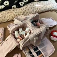 Bolsa de cosméticos esponjosa de doble apertura de gran capacidad, neceser portátil de viaje para mujer - details 0