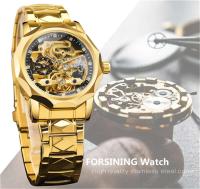 Reloj mecánico automático transparente Forsining 199A de lujo de primera calidad con esqueleto de moda avanzada, correa de acero, relojes antiguos luminosos para hombre - details 1