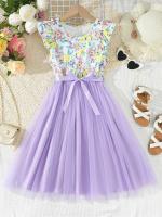 Ropa de verano, vestidos de malla floral sin mangas, moda pastoral, disfraz informal de estilo universitario para niña de 8 a 12 años - details 1