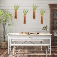 Paquete de 2 maceteros de pared de madera, macetero colgante de madera para flores secas y plantas verdes artificiales, florero de bolsillo de madera - details 2