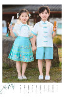 Vestido de Recitación de Poesía de Verano Hanfu para Niños Traje Antiguo Chino con Falda de Cara de Caballo Conjunto de Ropa y Zapatos - details 19