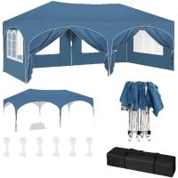 Carpa Gazebo 3x6m 6 Paredes Laterales Resistente al Agua Protección UV 50+ Altura Ajustable Azul - details 0