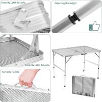Mesa Plegable, fácil de Guardar, Mesa de Picnic compacta y portátil para Parrilla, Camping al Aire Libre, jardín, Patio, Comedor, Barbacoa, Fiesta, Mercado, 3 pies (Mediana, Plateada) - details 5