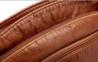Bolso de Hombro de Cuero PU Suave para Mujer Estilo Retro Bolso Bandolera de Doble Cremallera Gran Capacidad Bolso Diario - details 13