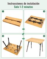 Mesa de Camping Plegable de bambú de 100 x 72 cm para 4 a 6 Personas, Marco Estable de Aluminio, 3 Alturas Ajustables con Bolsa de Transporte para jardín, Picnic, Camping - details 40