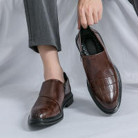 Zapatos formales con cremallera lateral de empalme clásico para hombre, zapatos de cuero informales británicos de tacón bajo de PU - details 9