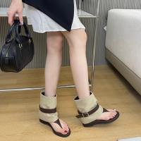 Botas de espina de pescado con punta abierta, botas cortas que aumentan la altura interior, hebilla de cinturón, primavera y verano, nuevas botas de pantalón, dos usan botas geniales - details 4