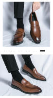 Zapatos de cuero con diseño de pie sonriente a la moda para hombre, versión coreana, zapatos de cuero pequeños formales. - details 7