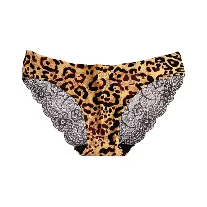 Bragas sexis de encaje para mujer, bragas transpirables de algodón sin costuras, calzoncillos transparentes para niñas, ropa interior de marca de talla grande, 1 pieza - 1