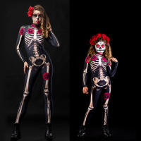 Disfraz de esqueleto de rosa para adultos, vestido de miedo para Halloween, mono sexy para fiesta de carnaval, mamelucos para mujer, Día de los muertos - details 1