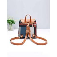 Bolso cuadrado pequeño de color contrastante a la moda para mujer, mochila informal de estilo universitario simple, mochila de lujo de alta gama - details 2