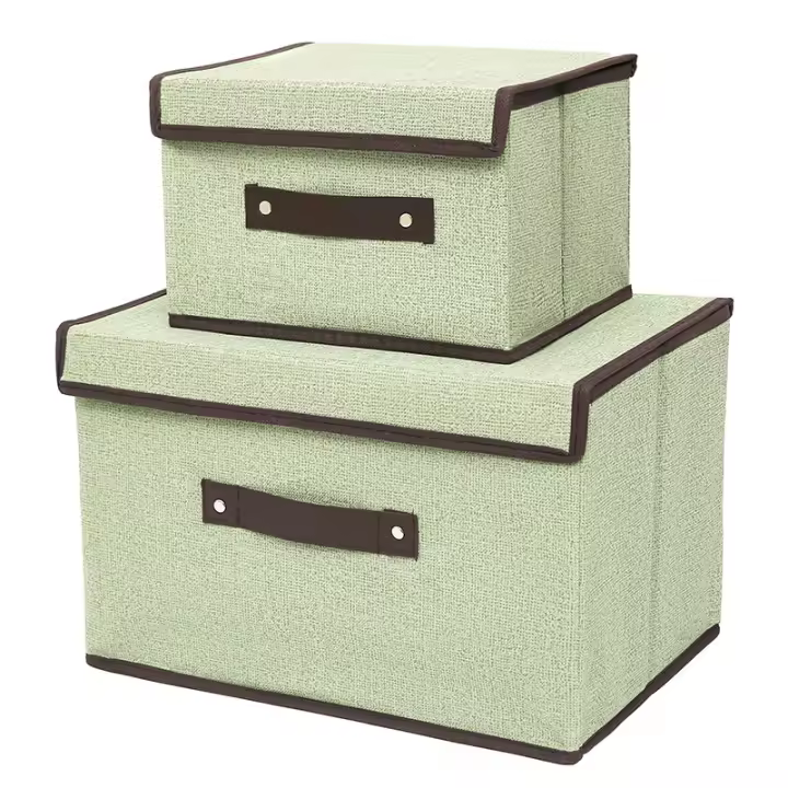 Caja de Almacenamiento Decorativa de Tela con Asas Organizadora de Oficina para el Hogar - 1