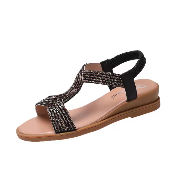Sandalias de playa ligeras informales para mujer, con suela gruesa y diamantes de imitación, novedad de verano - 1