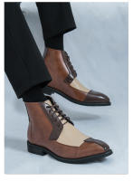 Zapatos de cuero de caña alta de negocios de costura de moda - details 10