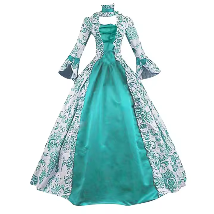Hada larga para mujer, encaje, medieval, volante, lazo, retro, Victoria, carnaval, cintura alta - 1