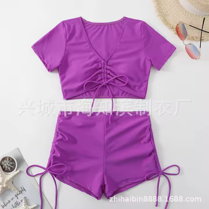 Bikini de dos piezas de color sólido de nuevo estilo - 1