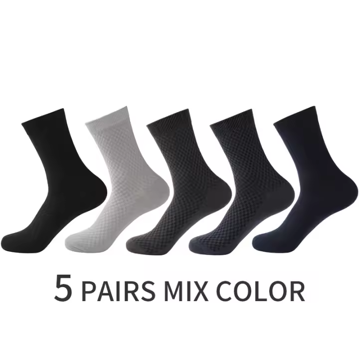 Calcetines de fibra de bambú para hombre, medias transpirables, desodorantes, para invierno y verano, 5 pares - 1