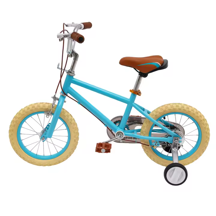 Bicicleta Azul para niños de 14 pulgadas, adecuada para niños y niñas, con ruedas de entrenamiento de colores - 1