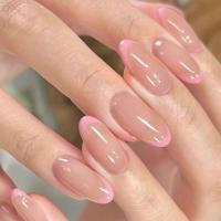 24 UDS francés Simple INS borde blanco Color desnudo punta falsa almendra Stick chica parche herramienta de uñas - details 2