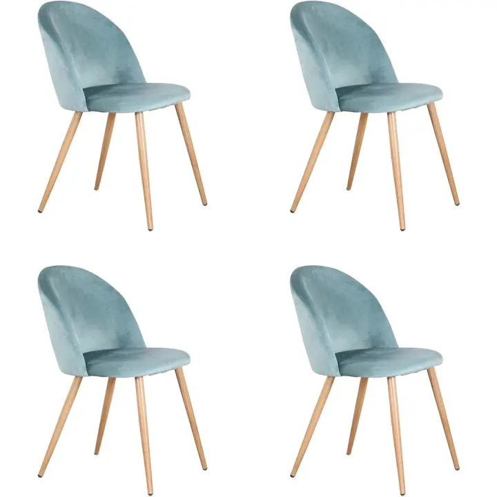Comedor Tapizadas Laterales con Respaldo de Asiento de Terciopelo Suave y Patas de Metal Ajustables, Verde - 1