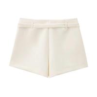 BUNO-Minifaldas y pantalones cortos para mujer, pantalón corto informal liso, cintura alta, holgado, para oficina, moda de verano, ropa, faja decorativa - details 5