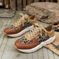 Primavera otoño nuevo patrón de leopardo grande individual para mujer zapatos deportivos y casuales con cordones de fondo plano - details 4