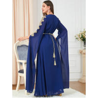 Vestido Abaya de Manga Súper Larga con Bordado para Mujeres de Dubái, Talla Grande - details 11