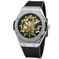 Moda casual plata esqueleto hueco reloj mecánico automático para hombres - details 0