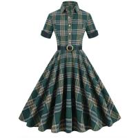 Vestido de Fiesta Casual de Verano 2025 Estampado de Rejilla Vintage para Mujeres - details 10