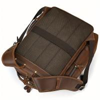 Mochila vintage de piel de vaca auténtica para hombre, color marrón oscuro clásico, gran capacidad con correas ajustables, compartimentos para computadora portátil y tableta, diseño duradero multicapa para viajes y escuela al aire libre, regalo ideal de S - details 3