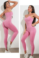 Mono de yoga sin costuras Mujer Correa de espagueti Ocio Entrenamiento Gimnasio Leggings Sujetador acolchado Monos de una pieza - details 13