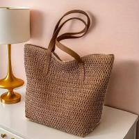 Bolso de Playa de Paja a la Moda Bolso de Viaje con Cierre de Cremallera - details 6