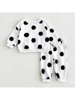 Primavera y otoño Traje de bebé Estampado de lunares Cuello redondo Suéter de manga larga Pantalones sueltos Ropa deportiva para niños y niñas - details 1