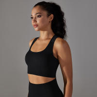 Nessaj-Sujetador deportivo sin costuras, top a prueba de golpes, cómodo Chaleco de gimnasio, color sólido, para entrenamiento, correr - details 7