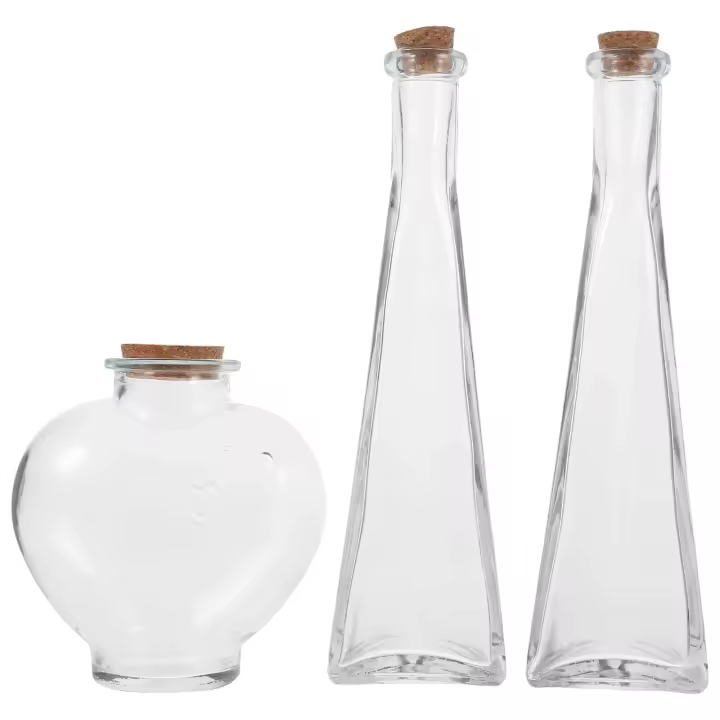 Kit de Ceremonia Unity Botella de Corcho con Corazón en 3Pcs Vasa de Planta Hidropónica para Bricolaje Papelería y Artesanía - 1