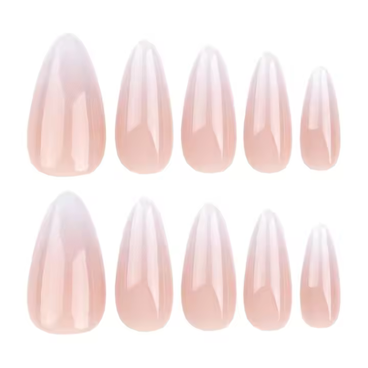 Cortaúñas cortas de almendra, diseño rosa degradado, decoración de manicura para mujeres y niñas - 1